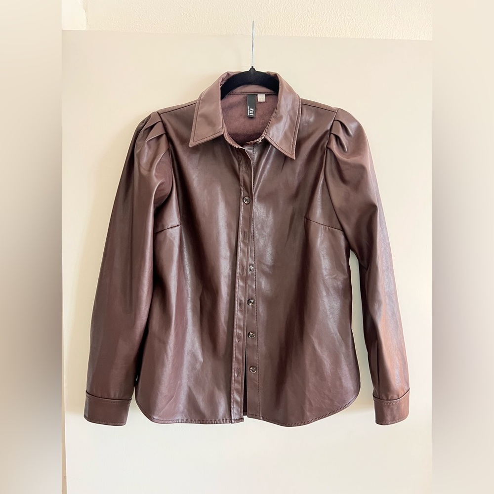 KUT FROM THE KLOTH LEATHER BUTTON DOWN SIZE SMALL